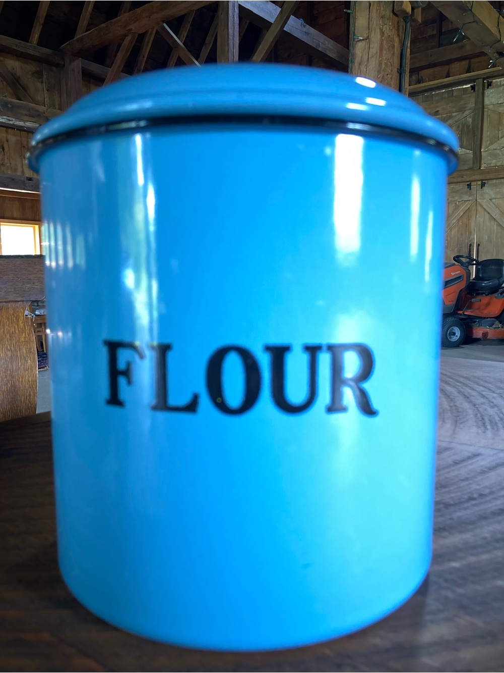 Vintage Blue Flour Canister - Retro Kitchen Storage